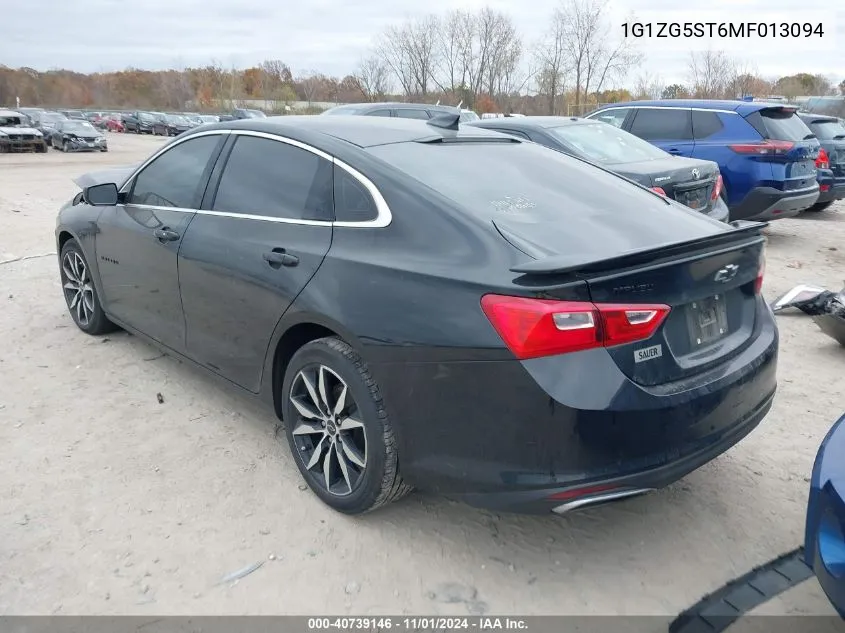 2021 Chevrolet Malibu Fwd Rs VIN: 1G1ZG5ST6MF013094 Lot: 40739146