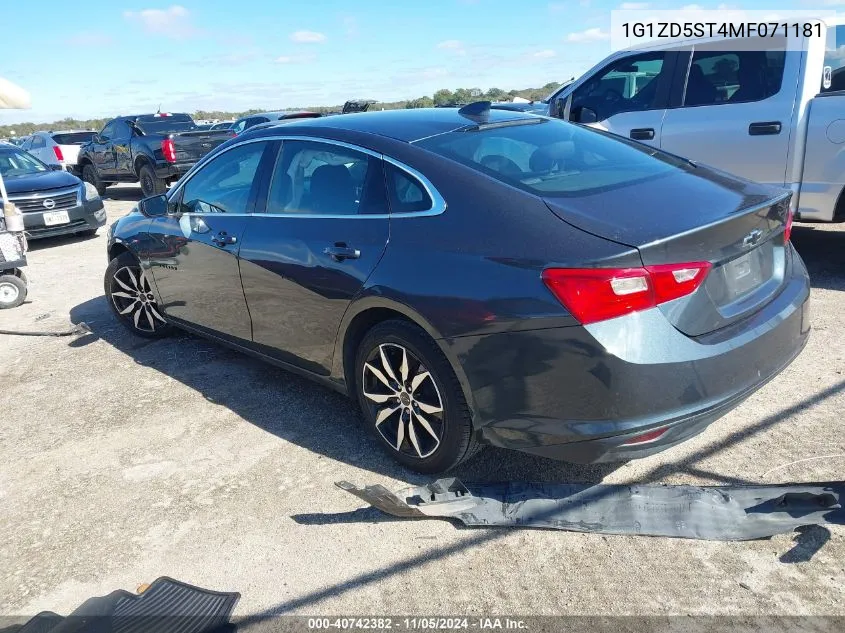 2021 Chevrolet Malibu Fwd Lt VIN: 1G1ZD5ST4MF071181 Lot: 40742382