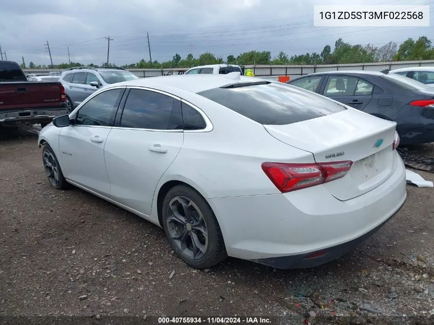 2021 Chevrolet Malibu Fwd Lt VIN: 1G1ZD5ST3MF022568 Lot: 40755934