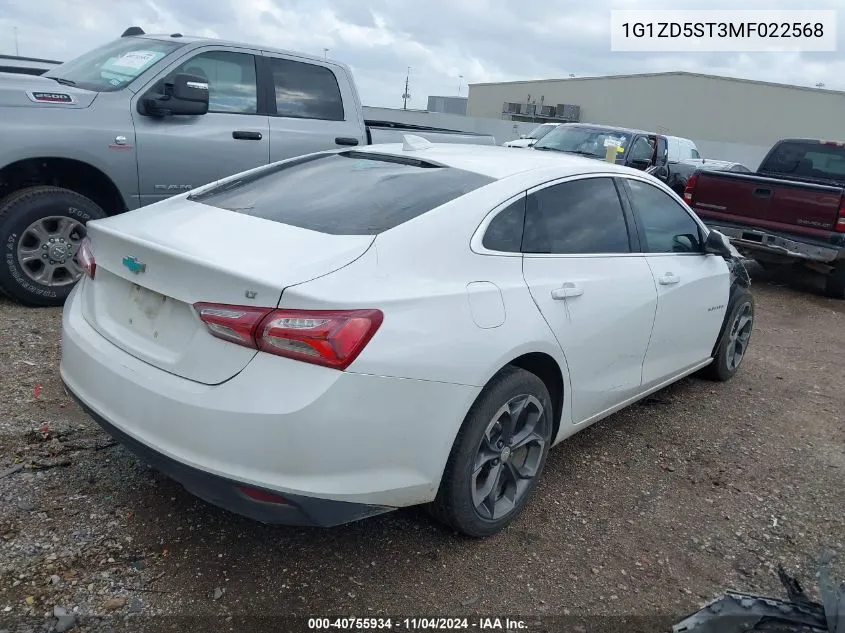 2021 Chevrolet Malibu Fwd Lt VIN: 1G1ZD5ST3MF022568 Lot: 40755934