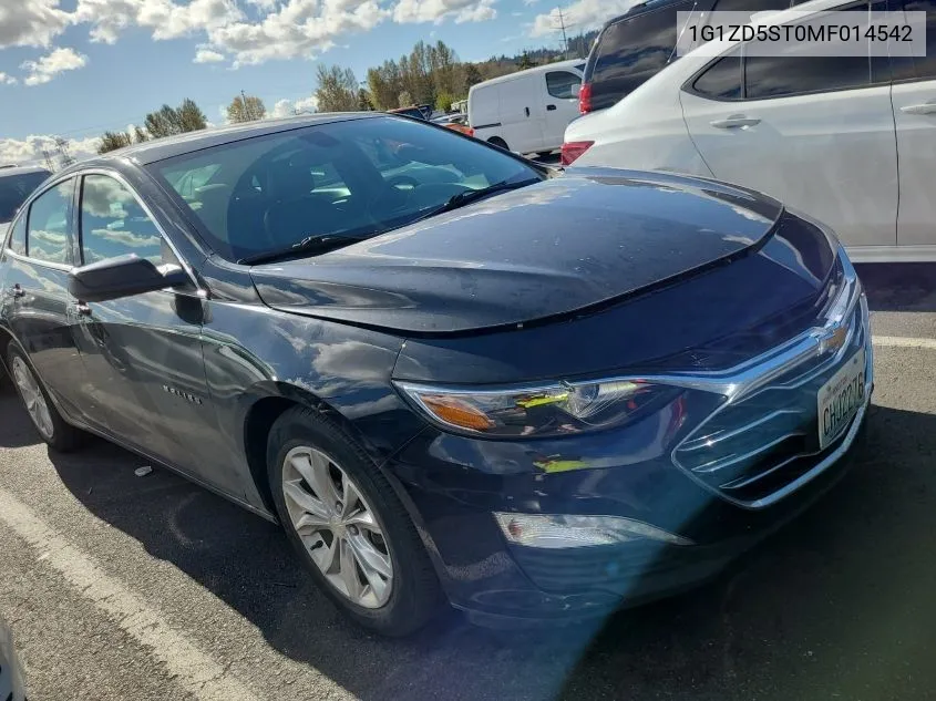 2021 Chevrolet Malibu Fwd Lt VIN: 1G1ZD5ST0MF014542 Lot: 40757273