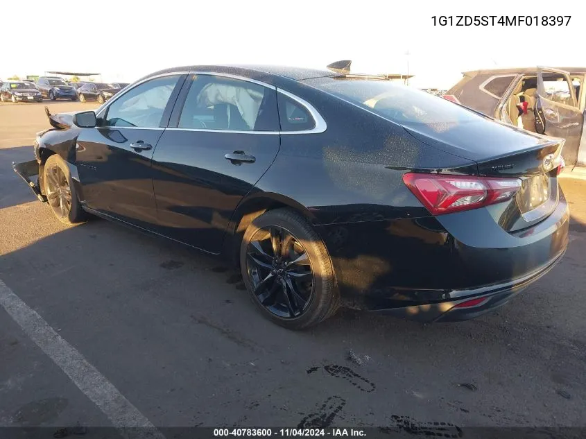 2021 Chevrolet Malibu Lt VIN: 1G1ZD5ST4MF018397 Lot: 40783600