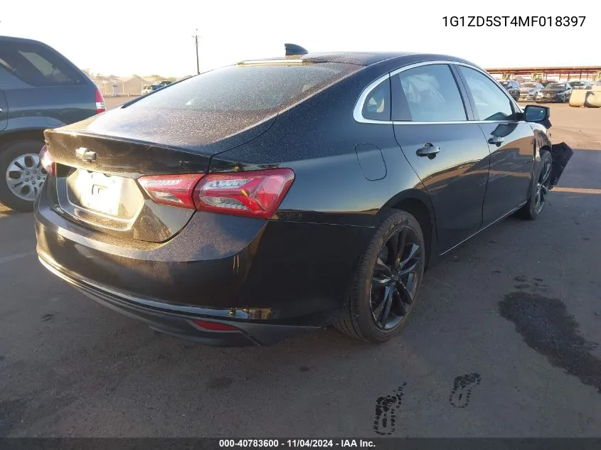 2021 Chevrolet Malibu Lt VIN: 1G1ZD5ST4MF018397 Lot: 40783600