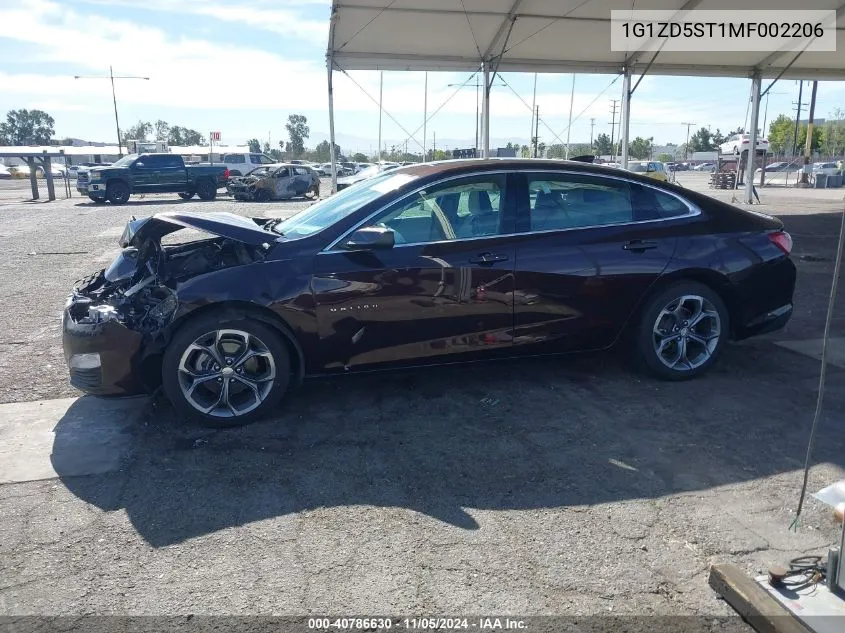 2021 Chevrolet Malibu Fwd Lt VIN: 1G1ZD5ST1MF002206 Lot: 40786630