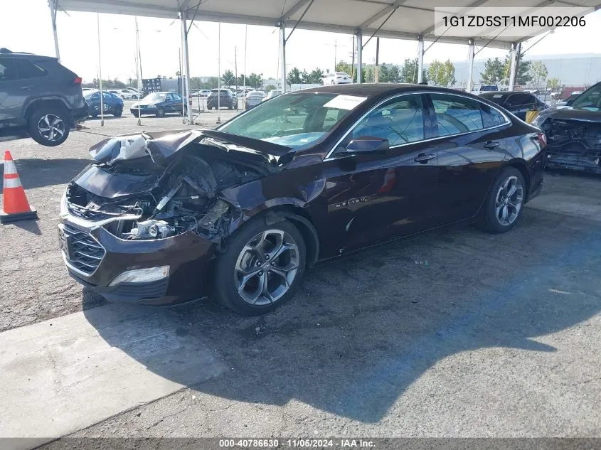 2021 Chevrolet Malibu Fwd Lt VIN: 1G1ZD5ST1MF002206 Lot: 40786630