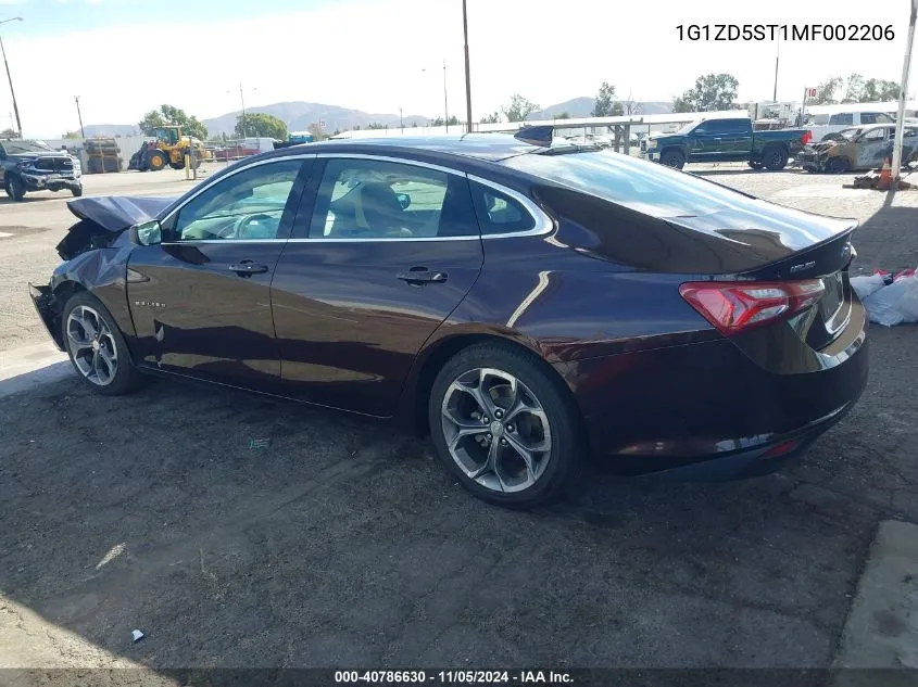 2021 Chevrolet Malibu Fwd Lt VIN: 1G1ZD5ST1MF002206 Lot: 40786630