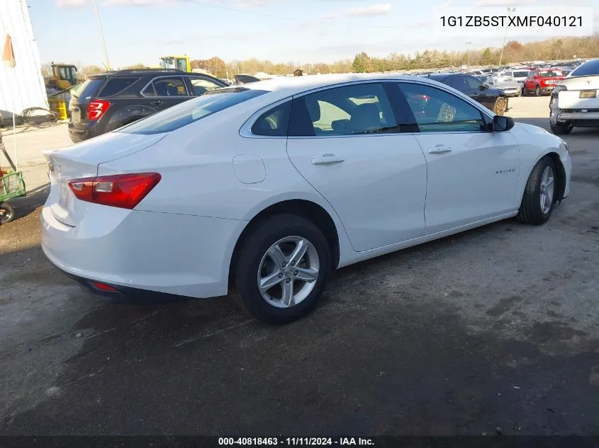 2021 Chevrolet Malibu Fwd Ls VIN: 1G1ZB5STXMF040121 Lot: 40818463