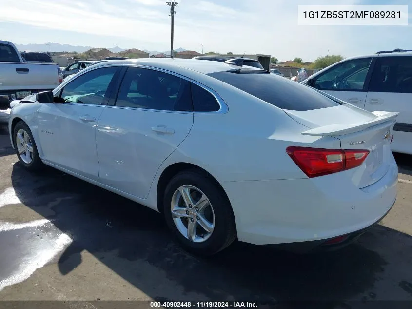 2021 Chevrolet Malibu Fwd Ls VIN: 1G1ZB5ST2MF089281 Lot: 40902448