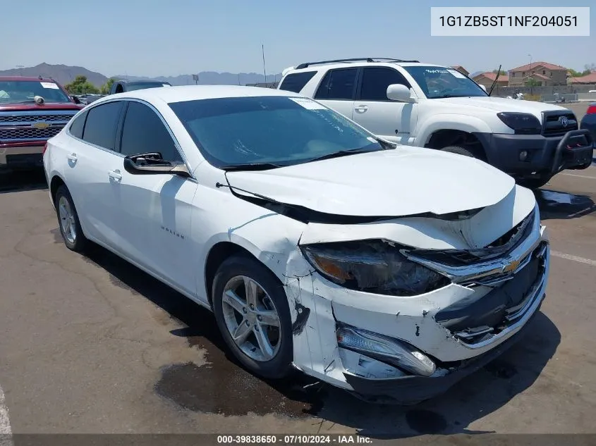 2022 Chevrolet Malibu Fwd Ls VIN: 1G1ZB5ST1NF204051 Lot: 39838650