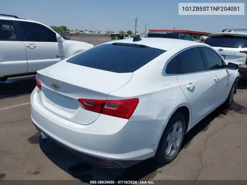 2022 Chevrolet Malibu Fwd Ls VIN: 1G1ZB5ST1NF204051 Lot: 39838650