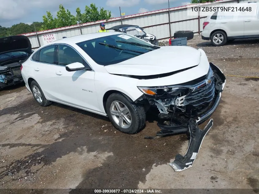 2022 Chevrolet Malibu Fwd Ls VIN: 1G1ZB5ST9NF214648 Lot: 39930877