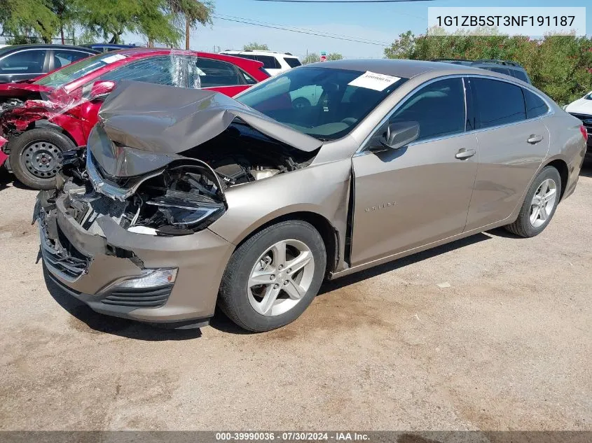 2022 Chevrolet Malibu Fwd Ls VIN: 1G1ZB5ST3NF191187 Lot: 39990036