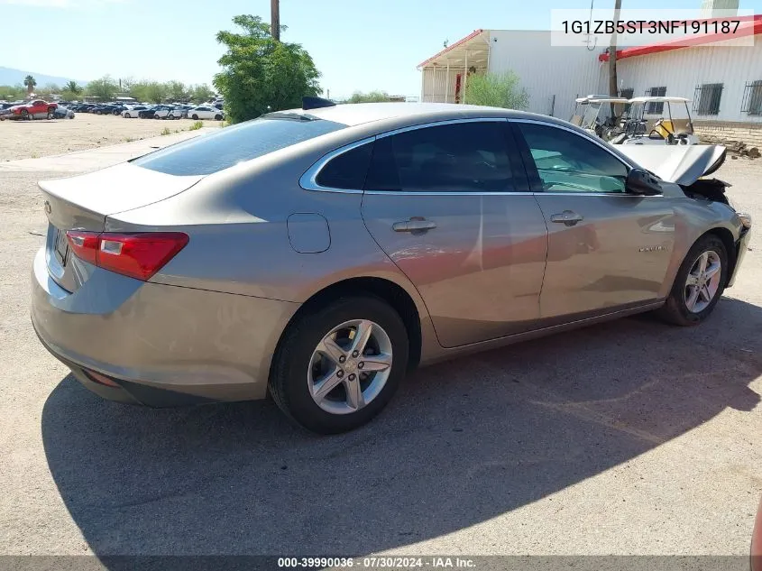 2022 Chevrolet Malibu Fwd Ls VIN: 1G1ZB5ST3NF191187 Lot: 39990036