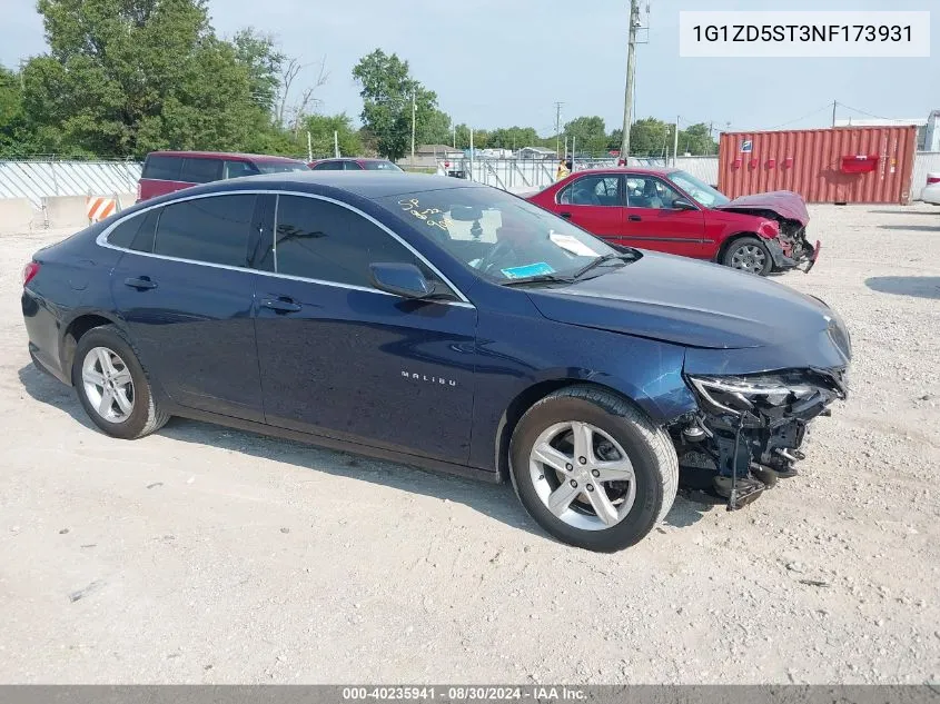 2022 Chevrolet Malibu Fwd Lt VIN: 1G1ZD5ST3NF173931 Lot: 40235941