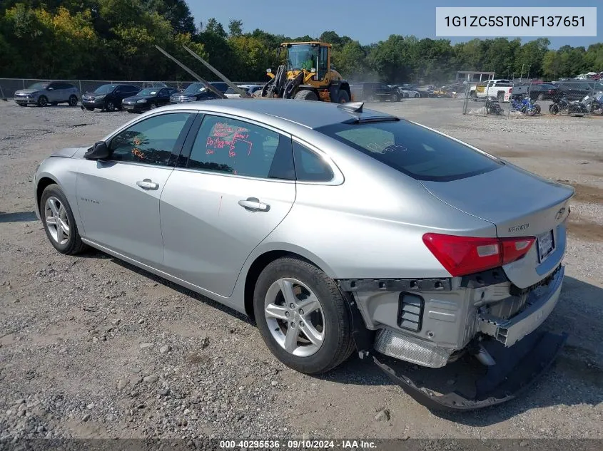 1G1ZC5ST0NF137651 2022 Chevrolet Malibu Fwd 1Fl