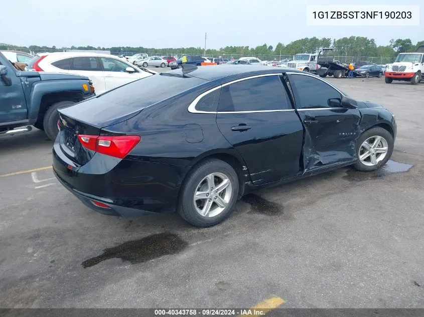 2022 Chevrolet Malibu Fwd Ls VIN: 1G1ZB5ST3NF190203 Lot: 40343758