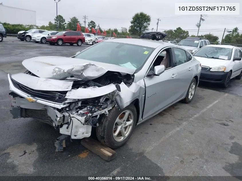 2022 Chevrolet Malibu Fwd Lt VIN: 1G1ZD5ST2NF171765 Lot: 40356016