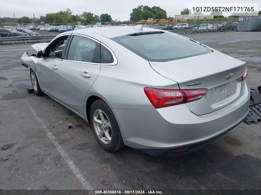 2022 Chevrolet Malibu Fwd Lt VIN: 1G1ZD5ST2NF171765 Lot: 40356016