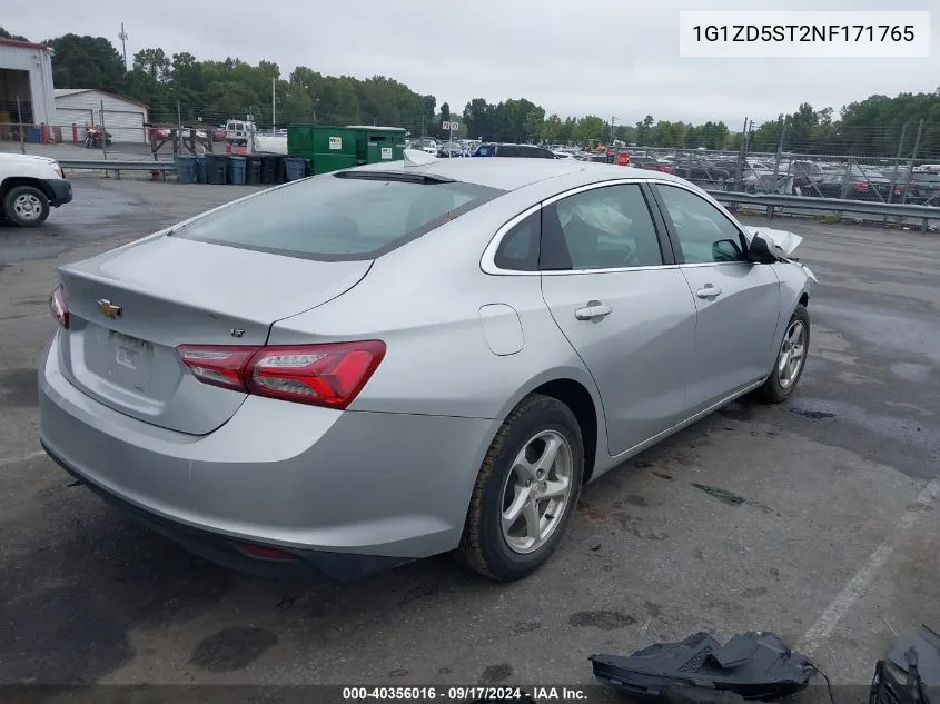 1G1ZD5ST2NF171765 2022 Chevrolet Malibu Fwd Lt