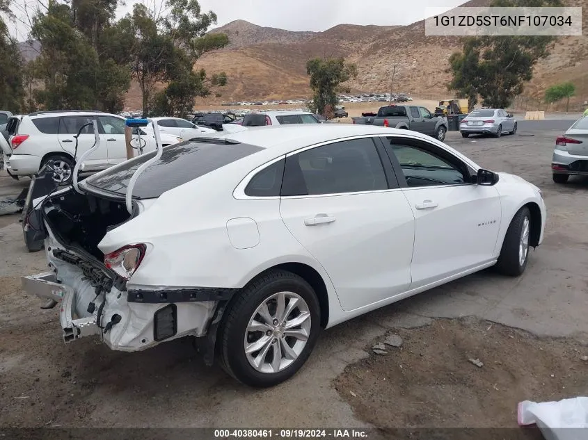 2022 Chevrolet Malibu Fwd Lt VIN: 1G1ZD5ST6NF107034 Lot: 40380461