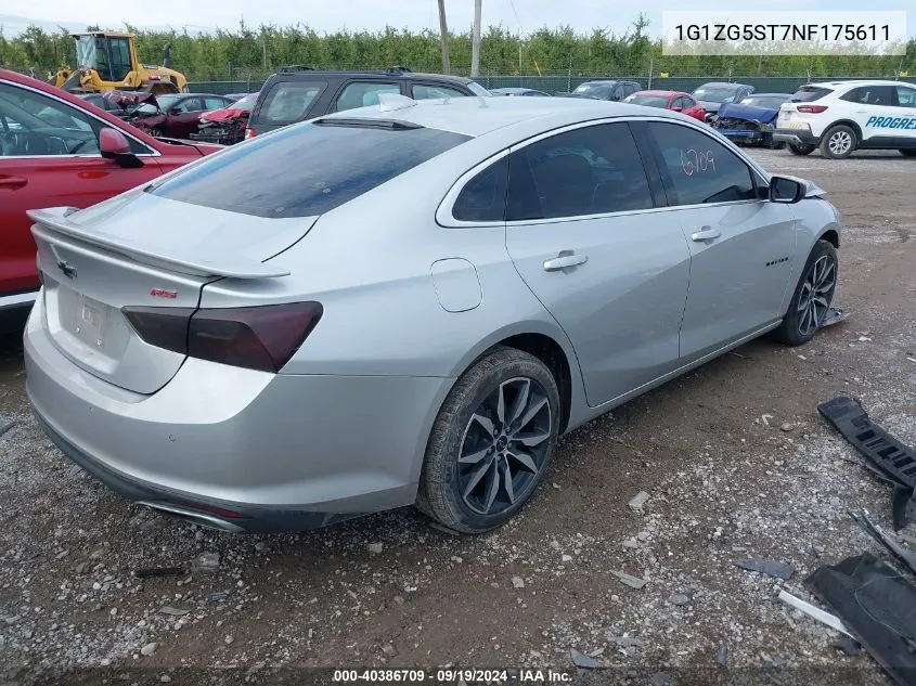 2022 Chevrolet Malibu Fwd Rs VIN: 1G1ZG5ST7NF175611 Lot: 40386709