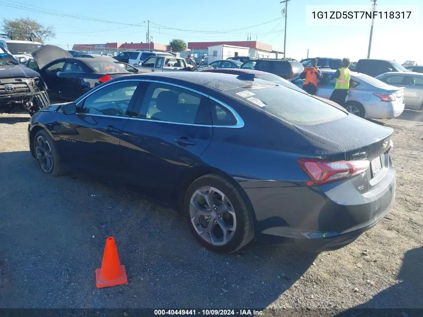 2022 Chevrolet Malibu Lt VIN: 1G1ZD5ST7NF118317 Lot: 40449441