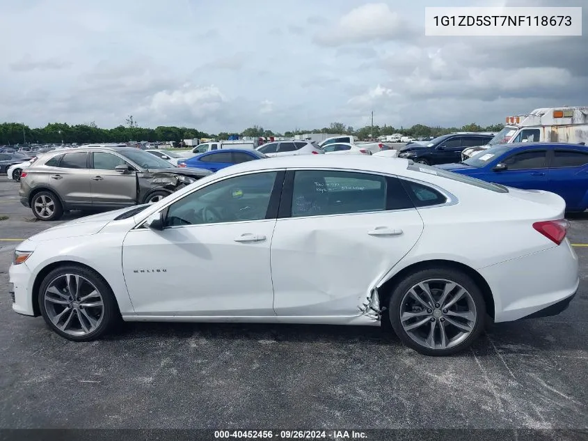 2022 Chevrolet Malibu Fwd Lt VIN: 1G1ZD5ST7NF118673 Lot: 40452456