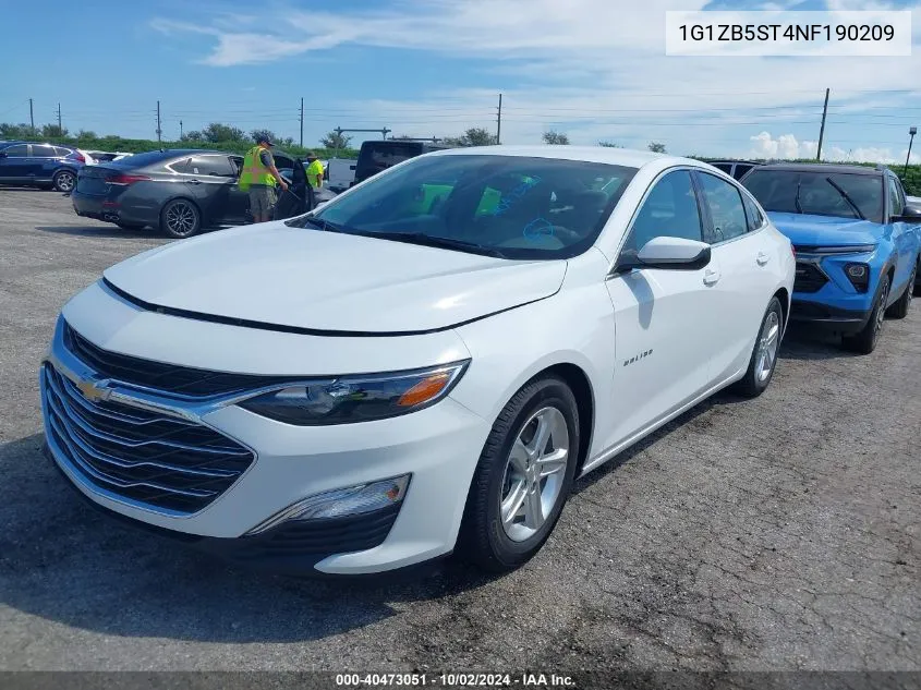 2022 Chevrolet Malibu Fwd Ls VIN: 1G1ZB5ST4NF190209 Lot: 40473051