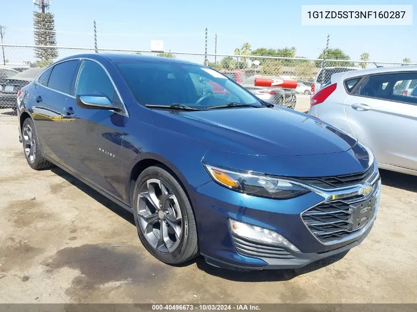 2022 Chevrolet Malibu Fwd Lt VIN: 1G1ZD5ST3NF160287 Lot: 40496673