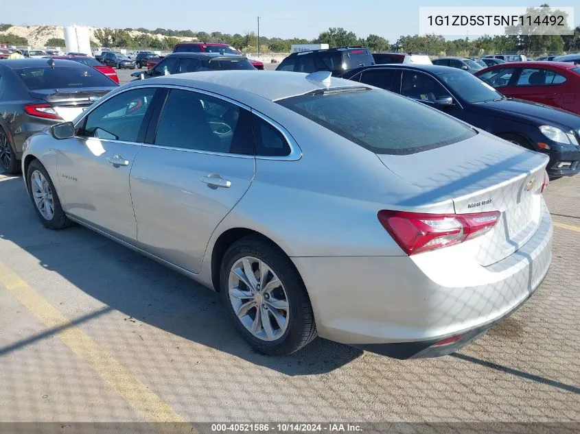 2022 Chevrolet Malibu Fwd Lt VIN: 1G1ZD5ST5NF114492 Lot: 40521586