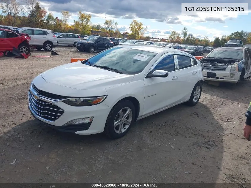 2022 Chevrolet Malibu Fwd Lt VIN: 1G1ZD5ST0NF135315 Lot: 40620960