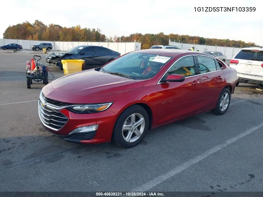 2022 Chevrolet Malibu Fwd Lt VIN: 1G1ZD5ST3NF103359 Lot: 40639221