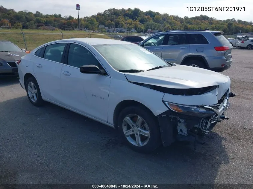 2022 Chevrolet Malibu Fwd Ls VIN: 1G1ZB5ST6NF201971 Lot: 40648845