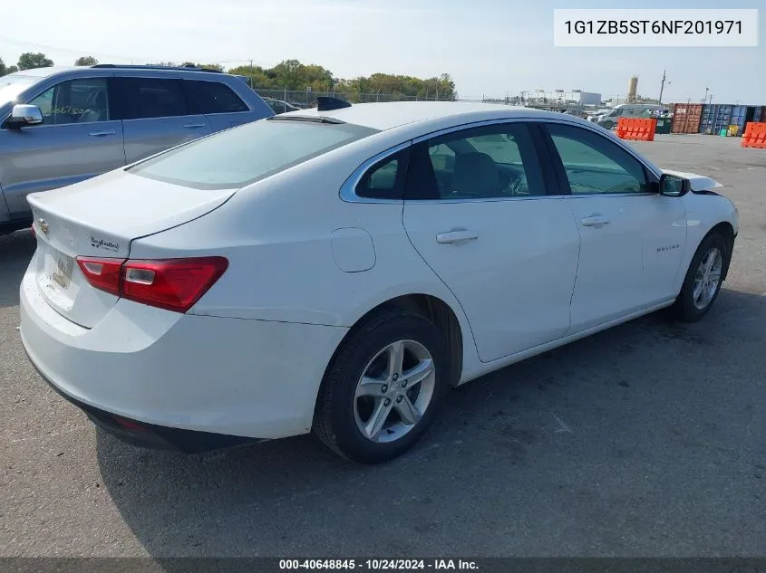 2022 Chevrolet Malibu Fwd Ls VIN: 1G1ZB5ST6NF201971 Lot: 40648845