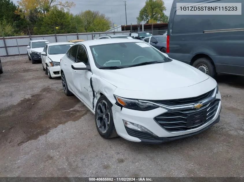 2022 Chevrolet Malibu Fwd Lt VIN: 1G1ZD5ST8NF115233 Lot: 40655882