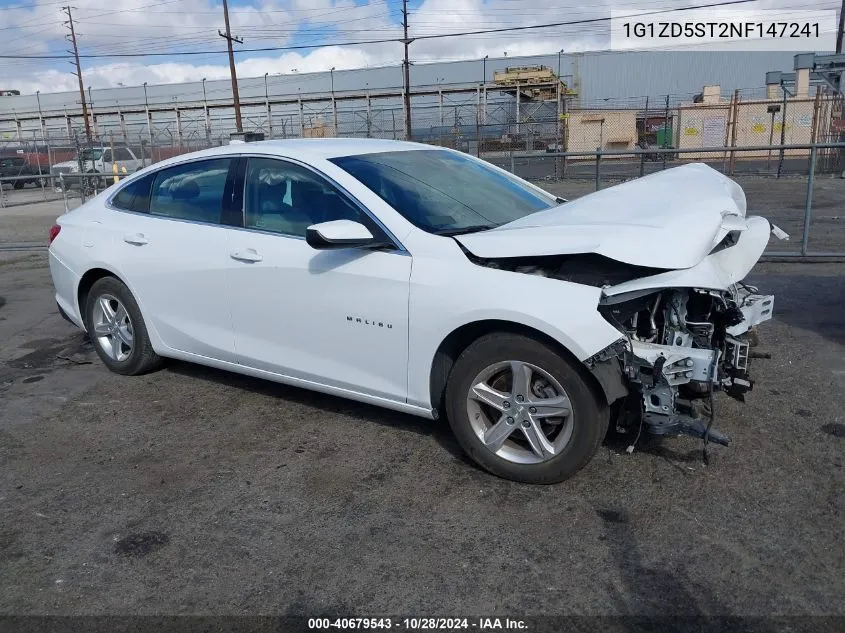 2022 Chevrolet Malibu Fwd Lt VIN: 1G1ZD5ST2NF147241 Lot: 40679543