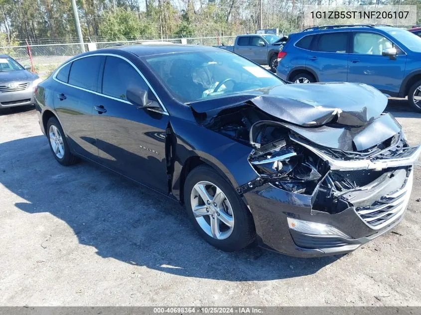 2022 Chevrolet Malibu Fwd Ls VIN: 1G1ZB5ST1NF206107 Lot: 40698364