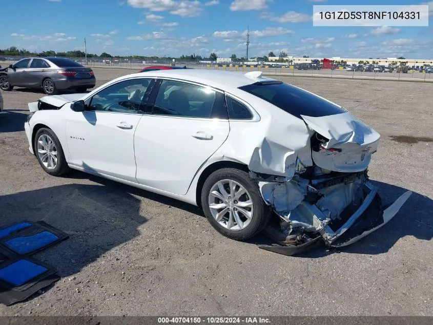 2022 Chevrolet Malibu Lt VIN: 1G1ZD5ST8NF104331 Lot: 40704150