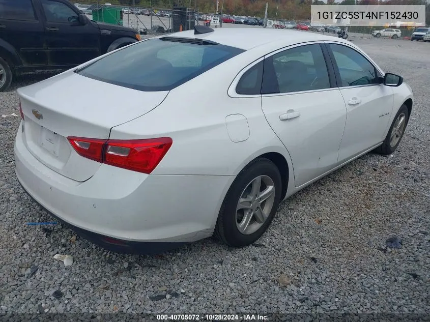 1G1ZC5ST4NF152430 2022 Chevrolet Malibu Fwd 1Fl