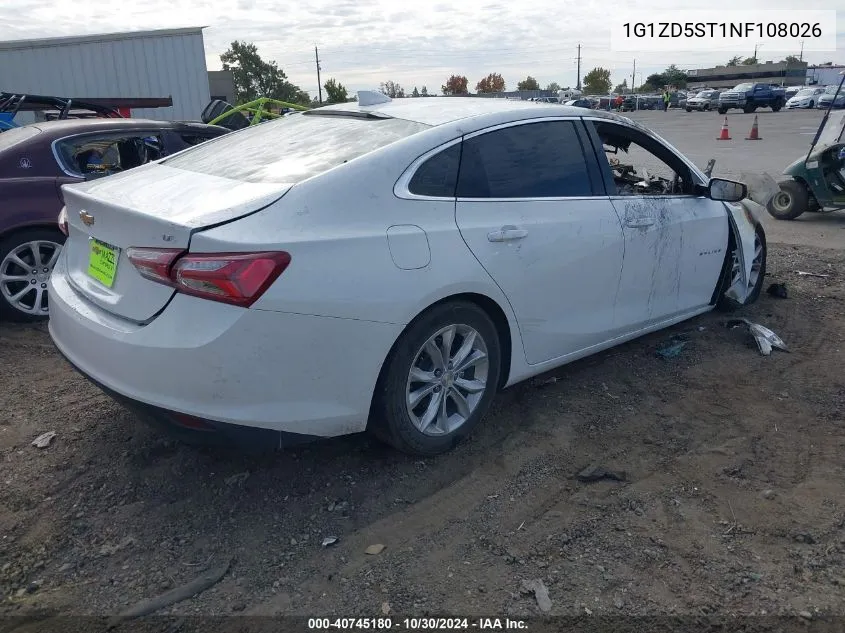 2022 Chevrolet Malibu Fwd Lt VIN: 1G1ZD5ST1NF108026 Lot: 40745180