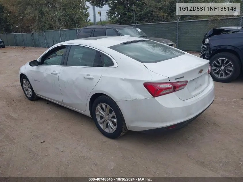 1G1ZD5ST1NF136148 2022 Chevrolet Malibu Fwd Lt