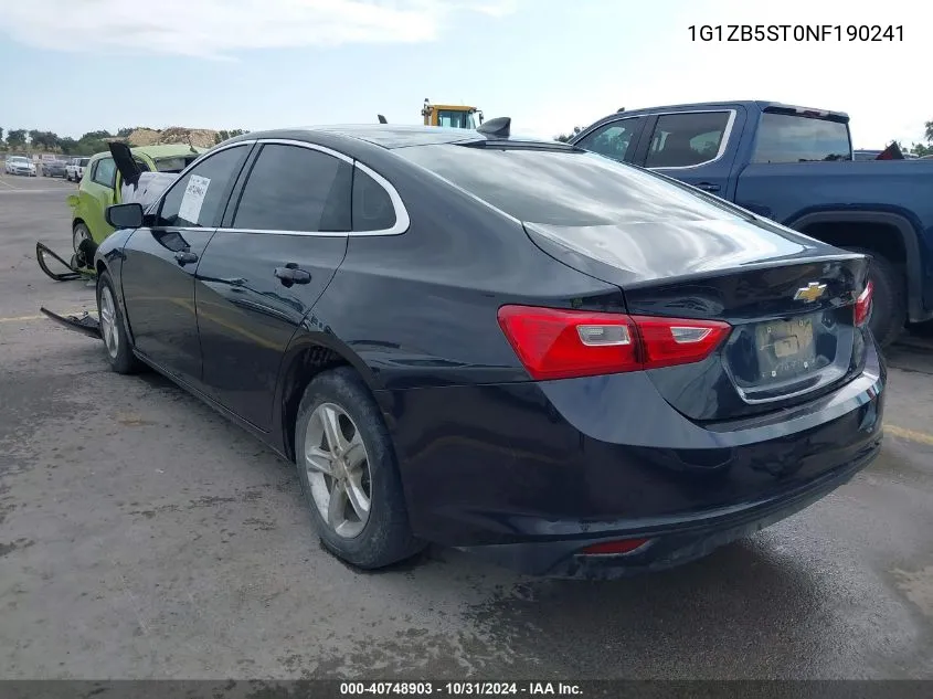 2022 Chevrolet Malibu Fwd Ls VIN: 1G1ZB5ST0NF190241 Lot: 40748903