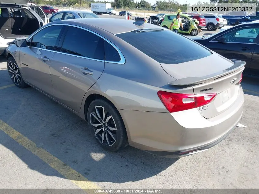 2022 Chevrolet Malibu Fwd Rs VIN: 1G1ZG5ST2NF203332 Lot: 40749630