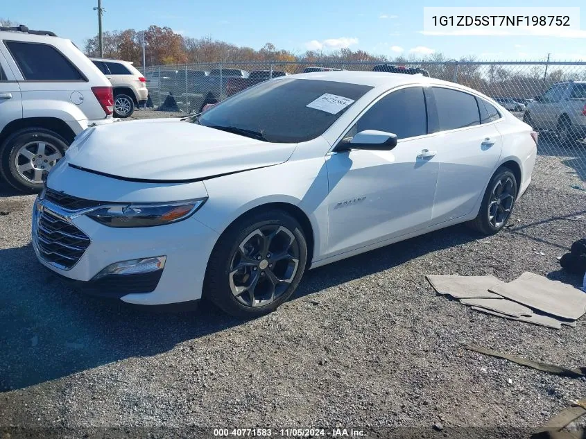 2022 Chevrolet Malibu Fwd Lt VIN: 1G1ZD5ST7NF198752 Lot: 40771583