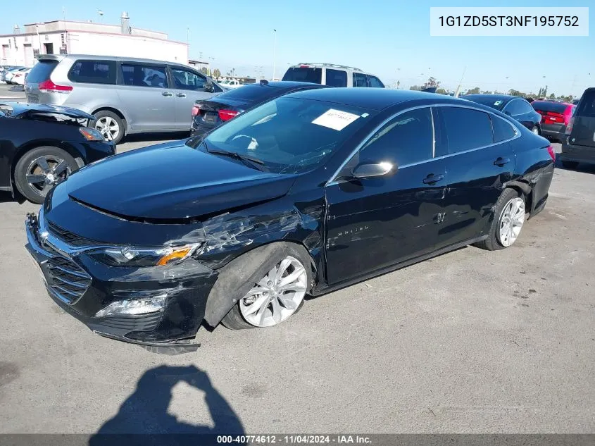 2022 Chevrolet Malibu Fwd Lt VIN: 1G1ZD5ST3NF195752 Lot: 40774612