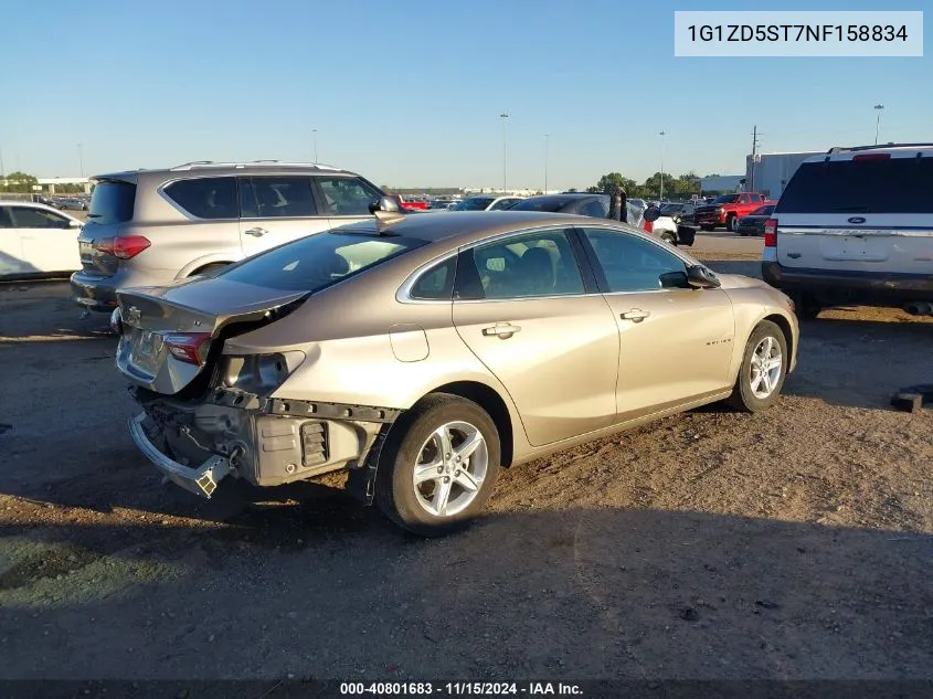 2022 Chevrolet Malibu Fwd Lt VIN: 1G1ZD5ST7NF158834 Lot: 40801683