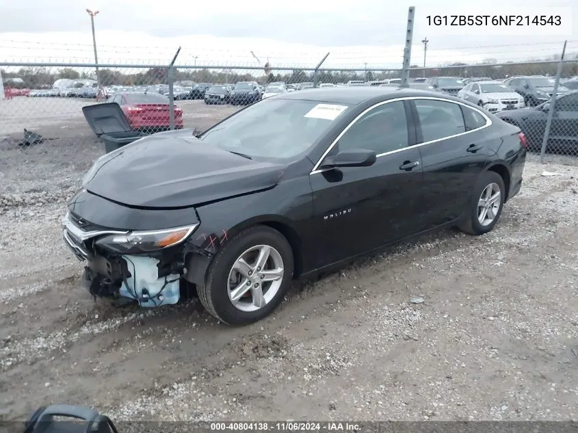 2022 Chevrolet Malibu Fwd Ls VIN: 1G1ZB5ST6NF214543 Lot: 40804138