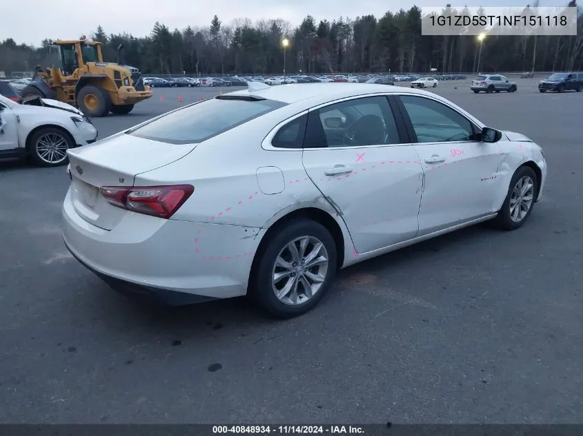 2022 Chevrolet Malibu Fwd Lt VIN: 1G1ZD5ST1NF151118 Lot: 40848934