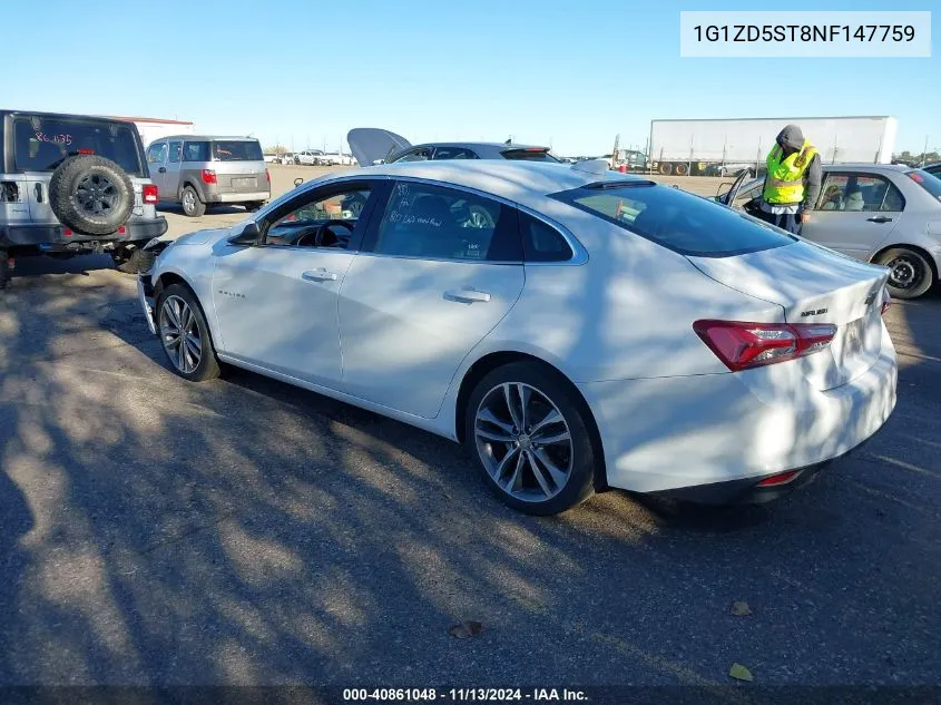 2022 Chevrolet Malibu Fwd Lt VIN: 1G1ZD5ST8NF147759 Lot: 40861048