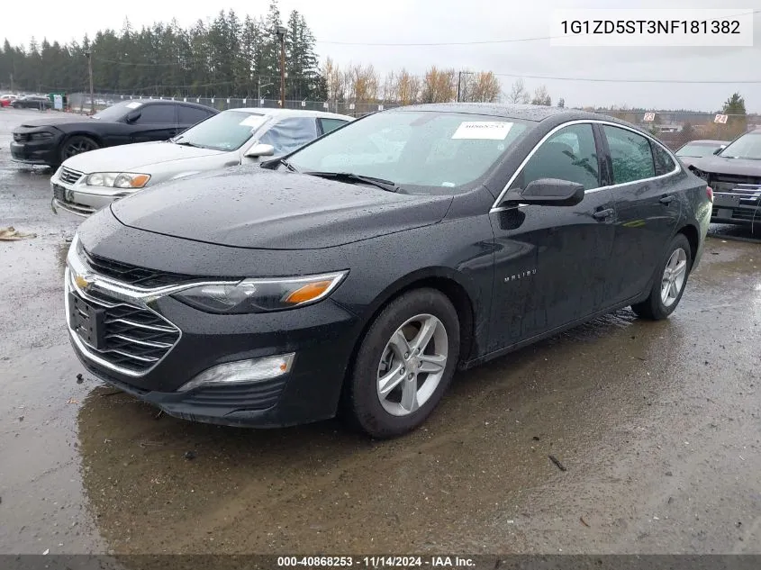 2022 Chevrolet Malibu Fwd Lt VIN: 1G1ZD5ST3NF181382 Lot: 40868253